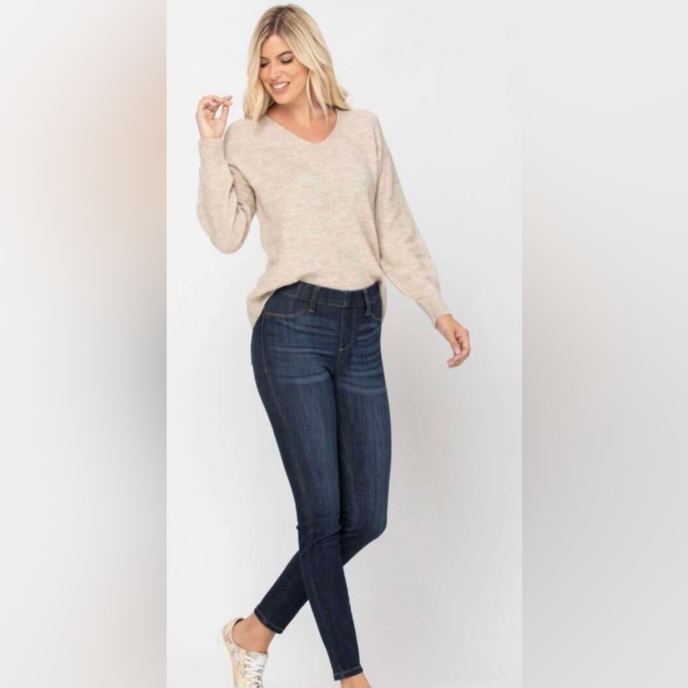 JUDY BLUE | Dark Wash Skinny Pull-On Jeans Jeggings - Style #8846 15/32